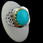 انگشتر نقره فیروزه نیشابوری فاخر دست ساز مردانه طرح هورمرد