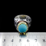 انگشتر نقره فیروزه نیشابوری فاخر دست ساز مردانه طرح هورمرد - Image 2