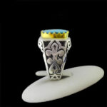 انگشتر نقره فیروزه نیشابوری فاخر دست ساز مردانه طرح کیوان - Image 3