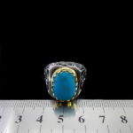 انگشتر نقره فیروزه نیشابوری فاخر دست ساز مردانه طرح کیوان - Image 4