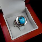 انگشتر نقره فیروزه نیشابوری فاخر دست ساز مردانه طرح کیومرث - Image 3