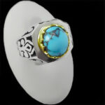 انگشتر نقره فیروزه نیشابوری فاخر دست ساز مردانه طرح کیومرث