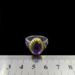 انگشتر آمیتیست نقره مردانه طرح کلاسیک یا محمد (ص) - Image 5