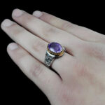 انگشتر آمیتیست نقره مردانه طرح کلاسیک یا محمد (ص) - Image 2