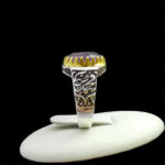 انگشتر آمیتیست نقره مردانه طرح کلاسیک یا محمد (ص) - Image 4