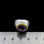 انگشتر آمیتیست الماس تراش نقره مردانه دست ساز فاخر طرح مهران - Image 2