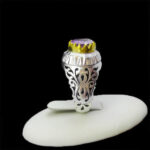 انگشتر آمیتیست الماس تراش نقره مردانه دست ساز فاخر طرح مهران - Image 5