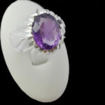 انگشتر آمیتیست الماس تراش نقره مردانه دست ساز طرح مهراد