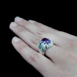 انگشتر آمیتیست الماس تراش نقره مردانه دست ساز طرح مهراد - Image 4