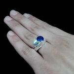 انگشتر آمیتیست الماس تراش نقره مردانه دست ساز طرح وریا - Image 5