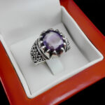 انگشتر آمیتیست نقره مردانه طرح زیبای اشجار - Image 5