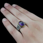 انگشتر آمیتیست نقره مردانه طرح کلاسیک یا محمد (ص) ۲ - Image 3