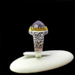 انگشتر آمیتیست نقره مردانه طرح کلاسیک یا محمد (ص) ۲ - Image 5