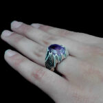 انگشتر آمیتیست الماس تراش نقره مردانه دست ساز فاخر طرح هوشنگ - Image 2