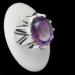 انگشتر آمیتیست الماس تراش نقره مردانه دست ساز فاخر طرح هوتن