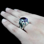 انگشتر آمیتیست الماس تراش نقره مردانه دست ساز فاخر طرح هوتن - Image 5