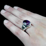 انگشتر آمیتیست الماس تراش نقره مردانه دست ساز فاخر طرح هومان - Image 4