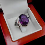 انگشتر آمیتیست الماس تراش نقره مردانه دست ساز فاخر طرح هومان - Image 5