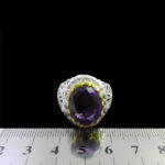 انگشتر آمیتیست الماس تراش نقره مردانه دست ساز فاخر طرح میلاد - Image 2