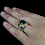 انگشتر آمیتیست الماس تراش نقره مردانه دست ساز فاخر طرح هوشیار - Image 2