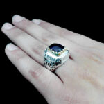 انگشتر آمیتیست الماس تراش نقره مردانه دست ساز فاخر طرح هورداد - Image 3