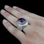 انگشتر آمیتیست الماس تراش نقره مردانه دست ساز فاخر طرح آرتا - Image 3