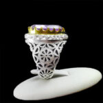 انگشتر آمیتیست الماس تراش نقره مردانه دست ساز فاخر طرح آرتا - Image 5