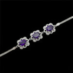 دستبند آمیتیست الماس تراش نقره زنانه طرح گلچین