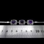 دستبند آمیتیست الماس تراش نقره زنانه طرح گلچین - Image 2