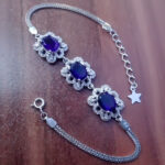 دستبند آمیتیست الماس تراش نقره زنانه طرح گلچین - Image 3