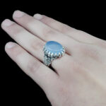 انگشتر عقیق کبود یمنی نقره مردانه طرح سیاه قلم یوسف - Image 3