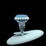 انگشتر عقیق کبود یمنی نقره مردانه طرح سیاه قلم یوسف - Image 5