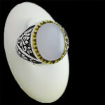 انگشتر عقیق کبود یمنی نقره مردانه طرح منوچهر