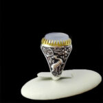 انگشتر عقیق کبود یمنی نقره مردانه طرح یا ضامن آهو - Image 5