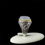 انگشتر عقیق کبود یمنی نقره مردانه طرح یا ضامن آهو - Image 6