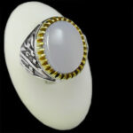 انگشتر عقیق کبود یمنی نقره مردانه طرح یا ضامن آهو