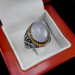 انگشتر عقیق کبود یمنی نقره مردانه طرح یا ضامن آهو - Image 4