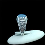 انگشتر عقیق کبود یمنی نقره مردانه طرح مهرزاد - Image 4