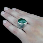 انگشتر عقیق سبز نقره مردانه دست ساز طرح فاخر تیمور - Image 5