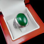 انگشتر عقیق سبز نقره مردانه دست ساز طرح فاخر تیمور - Image 2