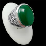 انگشتر عقیق سبز نقره مردانه دست ساز طرح فاخر تیمور