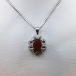 گردنبند عقیق سرخ یمنی نقره زنانه طرح شهپر - Image 2