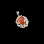 گردنبند عقیق سرخ یمنی نقره زنانه طرح شهپر