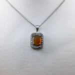 گردنبند عقیق سرخ یمنی نقره زنانه طرح مستطیلی شهد - Image 3