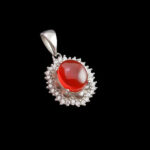گردنبند عقیق سرخ یمنی نقره زنانه طرح سروین