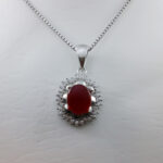 گردنبند عقیق سرخ یمنی نقره زنانه طرح سروین - Image 3