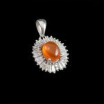 گردنبند عقیق سرخ یمنی نقره زنانه طرح شهگل