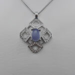 گردنبند عقیق کبود یمنی نقره زنانه طرح صداقت - Image 2