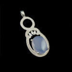 گردنبند عقیق کبود یمنی نقره زنانه طرح صمیمه