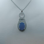 گردنبند عقیق کبود یمنی نقره زنانه طرح صمیمه - Image 3